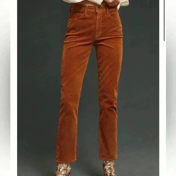 MOTHER The Mid Rise Dazzler Ankle Straight Leg in Hopscotch Cord Brown sz 23 new - Picture 1 of 9